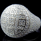 Trendy Round Rings Male Iced Out Cubic Zircon Crystal Rings for Men Party Jewelry Accessories