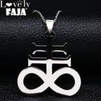 Cross Silver Pendant Satan Church Symbol Kolye