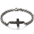 Classic 5MM Thick Chain Link & Cross Bracelet Men Male Religious Jewelry Stainless Steel Pendant Necklace Mens