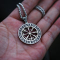 Vintage Viking Stainless Steel Viking Compass Necklace Pendant Men Chains Biker Nordic Odin Rune Pendant Amulet Jewelry