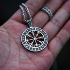 Vintage Viking Stainless Steel Viking Compass Necklace Pendant Men Chains Biker Nordic Odin Rune Pendant Amulet Jewelry