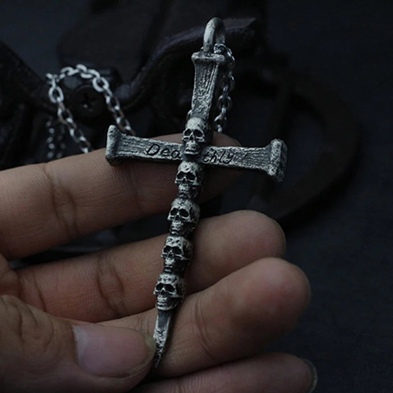 Vintage Punk Skull Necklace for Men Women 316L Stainless Steel Necklaces Men's chain Fashion Male Kiss Jewelry OSDZ201