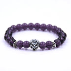 Classic Lion Head Beaded Bracelet — Black Matte & Color Beads
