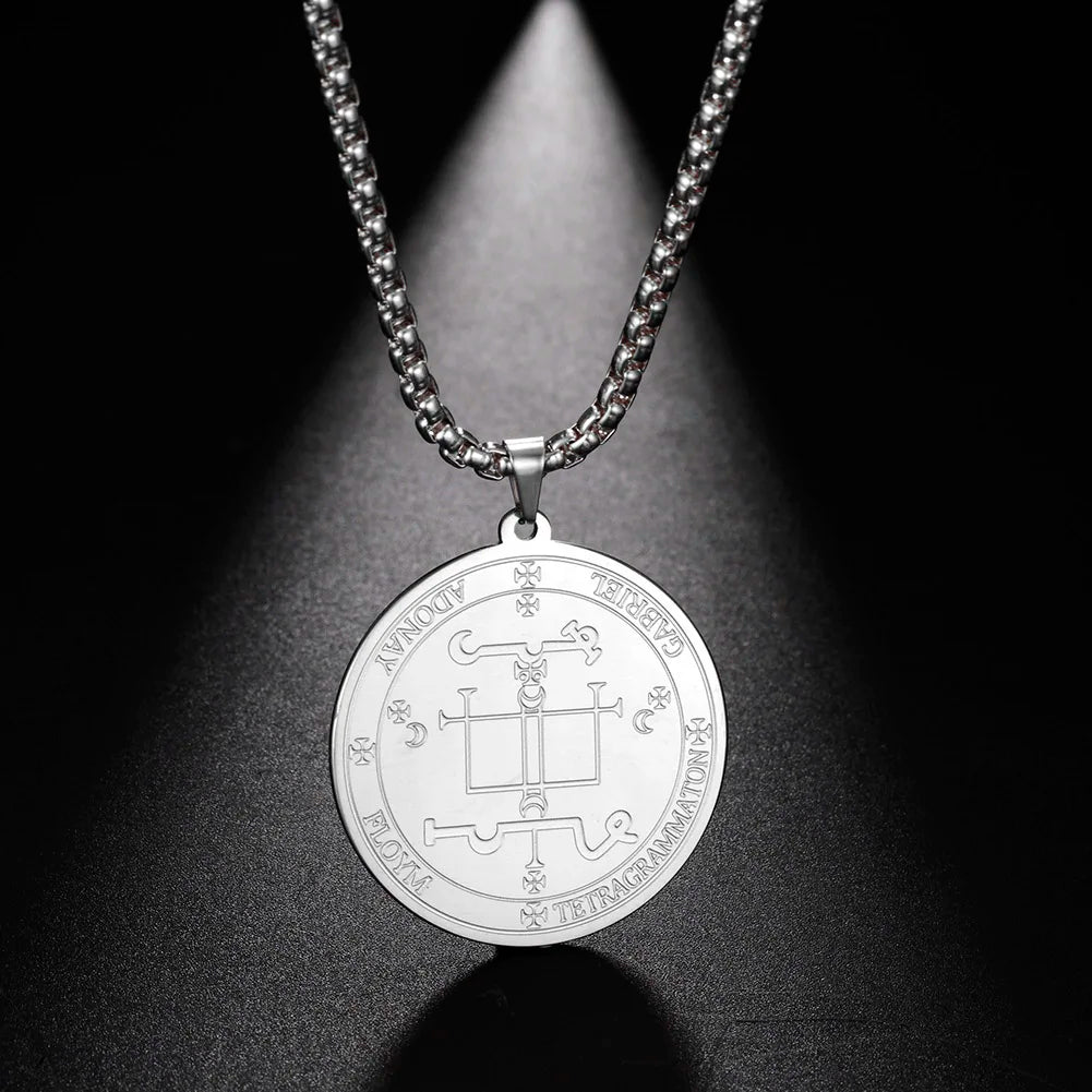 COOLTIME Supernatural Amulet Men Pendant Necklace Stainless Steel Archangel Michael Raphael Uriel Gabrie Angel Talisman