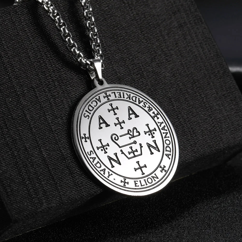 COOLTIME Supernatural Amulet Men Pendant Necklace Stainless Steel Archangel Michael Raphael Uriel Gabrie Angel Talisman
