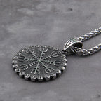 Helm of Awe Vegvisir Rune Necklace — Stainless Steel