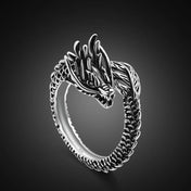 Silver-Tone Vintage Dragon Ring