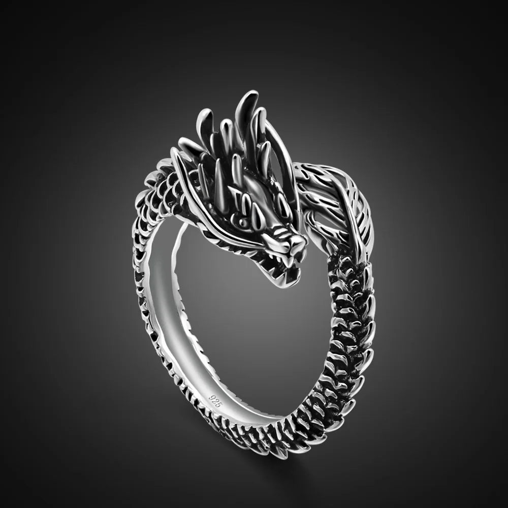 925 Silver Vintage Dragon Ring