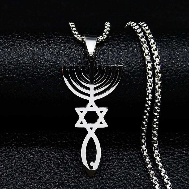 Messianic Silver Pendant Necklace — Stainless Steel