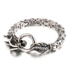 Dragon Head Byzantine Double Link Bracelet — Stainless Steel