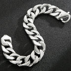 Matte Stainless Steel Men's Wrist Bracelet for Man 15MM Wide Iron On Hand Chain Bracelets Homme Bangle Bikers Jewelry