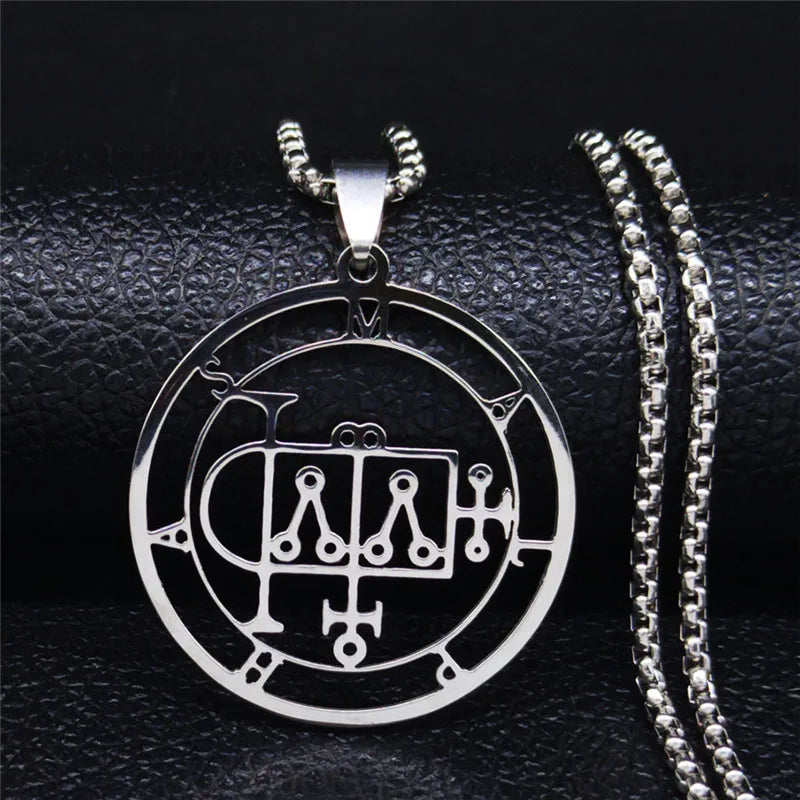 Demon Seal Silver Chain Necklace — Stainless Steel