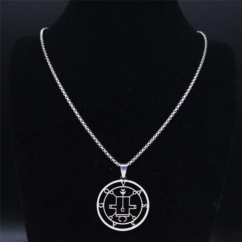 Silver Demon Seal Statement Necklace — Stainless Steel