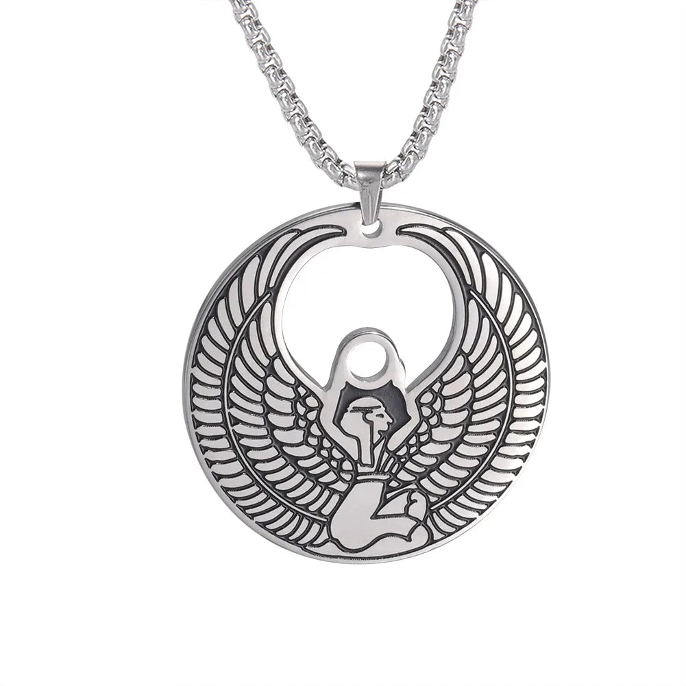 Egyptian Pyramid Pharaoh Isis Amulet Pendant Necklaces For Women Men Stainless Steel Jewelry Vintage Talisman African