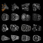 Nordic Viking Stainless Steel Ring Anchor Compass Tree of Life Viking Rune Wolf Men and Women Ring Jewelry Factory