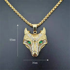Iced Out Viking Wolf Gold Pendant Necklace