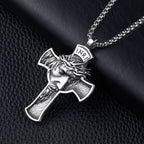 2021 Fashion Retro New Jesus Cross Face Men's Necklace Pendant 316L Stainless Steel Men's and Women's Jewelry Gifts
