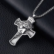 Cross Jesus Face Pendant Necklace — Stainless Steel