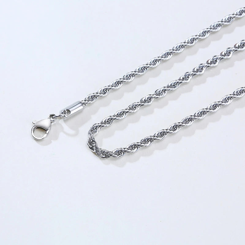 Vnox 2-5mm Rope Chain Necklaces for Men Women, Twisted Sigapore Links Choker, Basic Casual Punk Rock Stainless Steel Male Collar