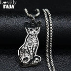 Cat Steel Pendant Canadian Hairless Sphynx Bijoux