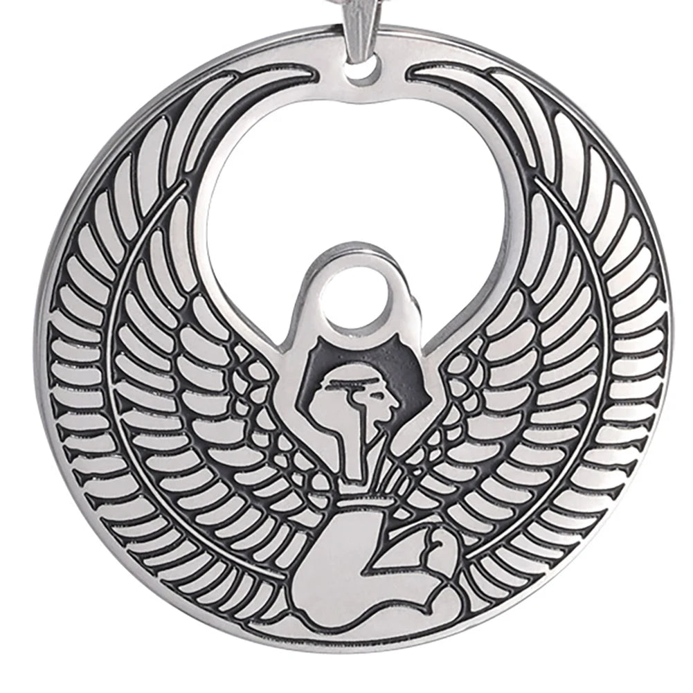 Egyptian Pyramid Pharaoh Isis Amulet Pendant Necklaces For Women Men Stainless Steel Jewelry Vintage Talisman African