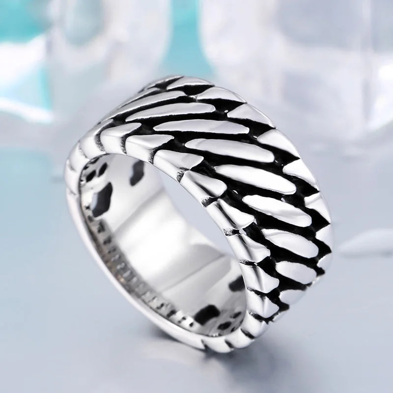 Wide Twist Knitting Ring — Stainless Steel