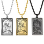 Dawapara Skeleton Tarot Necklace Amulet Marigold Tarot Card Major Arcana Necklaces Halloween Gift Stainless Steel