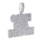 New Cash Ova Broke Pendant Necklace Hiphop Rock Iced Out Bling 5A Zircon Silver Color Cz Tennis Chain Letter Charm Men