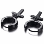 Cross Mini Huggie Hoop Earring — Stainless Steel