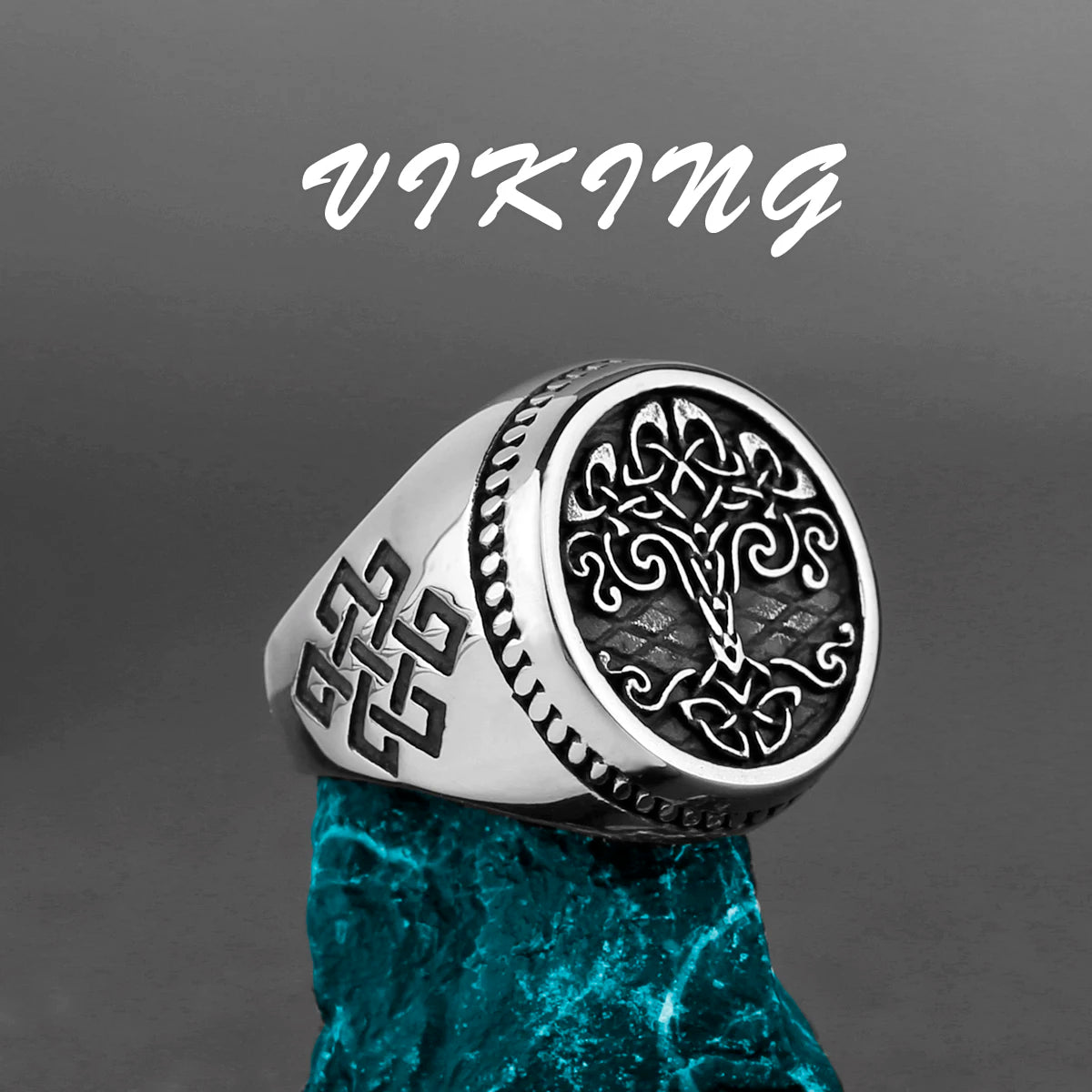 Nordic Viking Stainless Steel Ring Anchor Compass Tree of Life Viking Rune Wolf Men and Women Ring Jewelry Factory