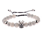 Black CZ Pave Ball Beaded Bracelet for Men — Adjustable Weave