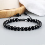 Beaded Bracelet 4 6 8mm Natural Stone Shiny Black Onyx Beads Bracelets & Bangles Adjustable Size Obsidian Wrist Jewelry