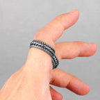 Grid Weave Stainless Steel Mens Rings Retro Industrial Style Simple for Male Boyfriend Biker Jewelry Creativity Gift