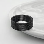 Hot sale width 8MM stainless steel gold black color mesh finger ring fashion jewelry for men and women Size 7-10# drop