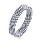 Mesh Flat Chain Band Ring — Stainless Steel
