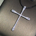 925 sterling silver classic fashion cross pendant necklace ladies white zircon party birthday sweater chain jewelry