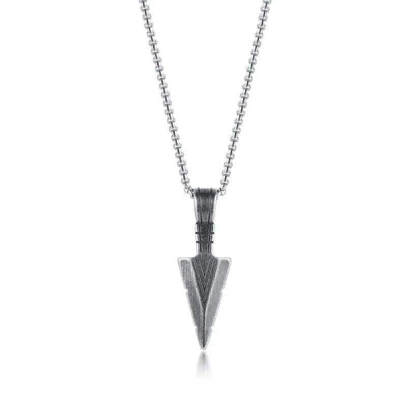 Arrowhead Tribal Spear Pendant — Stainless