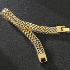 9/10MM Franco Link Curb Chain Man Bracelet Gold Color Stainless Steel Men's On Hand Bracelets Mannen Armband Jewelry