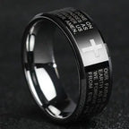 English Titanium Steel Christian Cross Bible Ring for Men and Women Personalized Ring Customize Ring Engraved Ring