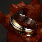 Vnox Wedding Ring for Women Men Stainless Steel Black Rose Gold Color Free velvet bag Gift