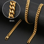8mm 6mm Classic Cuban Chain Stainless Steel Necklace For Men's Women Chains Around The Neck Gold Silver Color Necklace Gift