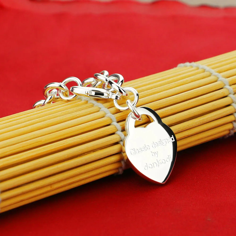 Hot Sales Charm Bracelets for Women Fashion 100% 925 Sterling Silver Love Heart Knot Cuff Bangle Bracelet Jewelry Gift Pulseira