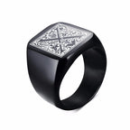 Monogram Black Signet Ring — Stainless Steel