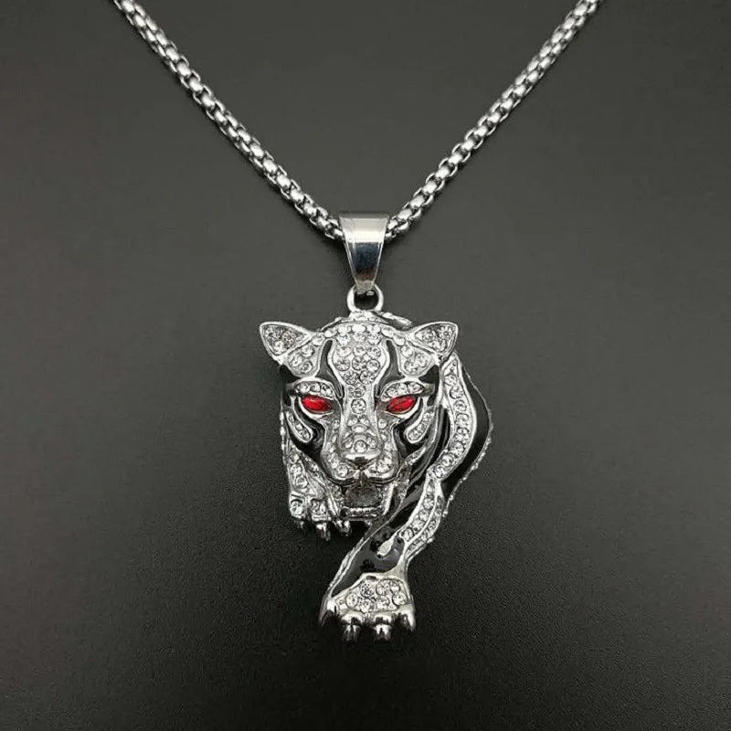 Tiger Crystal Pendant Necklace — Stainless Steel