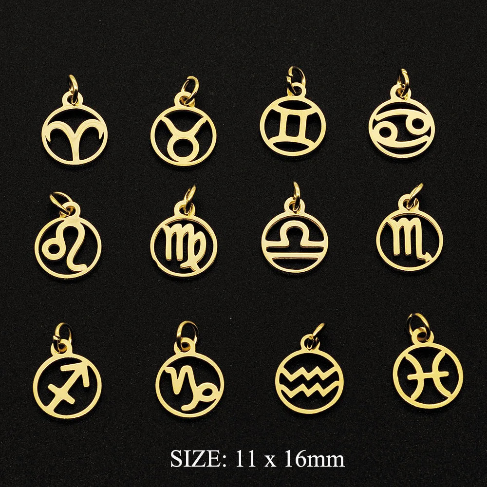 Zodiac Sign Charm Earrings Set — Stainless Steel