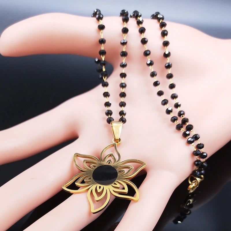 Flower Gold Pendant Necklace — Stainless Steel