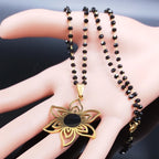 Flower Gold Pendant Necklace — Stainless Steel