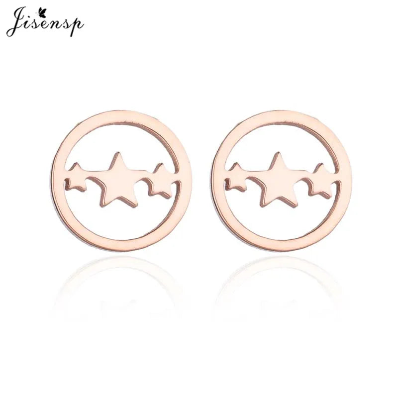 Punk Open Star Stud Earrings Everyday Wear — Stainless Steel