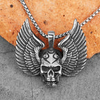 Fallen Angel Wings Skull Stainless Steel Men Necklaces Pendants Chain Punk for Boyfriend Male Jewelry Creativity Gift