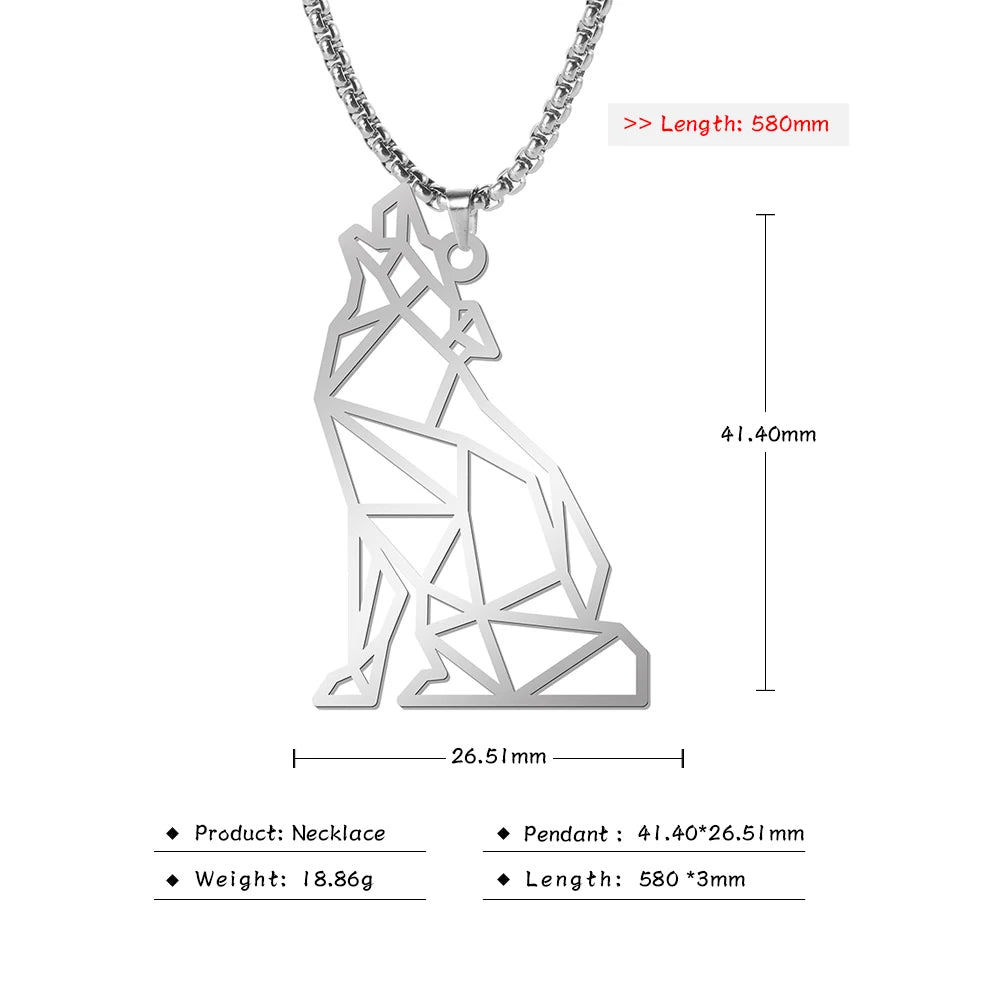 My shape Wolf Necklace for Men Women Stainless Steel Necklaces Men's chain Fashion Animal Male Necklace Punk Jewelry